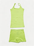 Girls Strap Top & Shorts Set – 2 Pieces