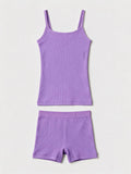 Girls Strap Top & Shorts Set – 2 Pieces