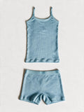 Girls Strap Top & Shorts Set – 2 Pieces
